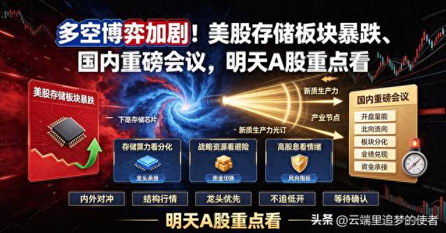 多空博弈加剧！美股存储板块暴跌、国内重磅会议，明天A股重点看