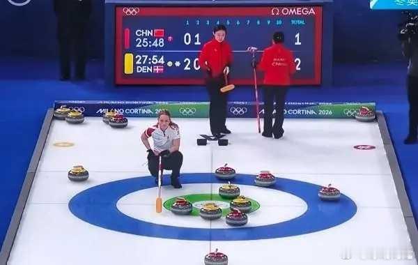 2月18日，冬奥会女子冰壶循环赛中国对阵丹麦，虽然在1-6落后的情况下连追5分至