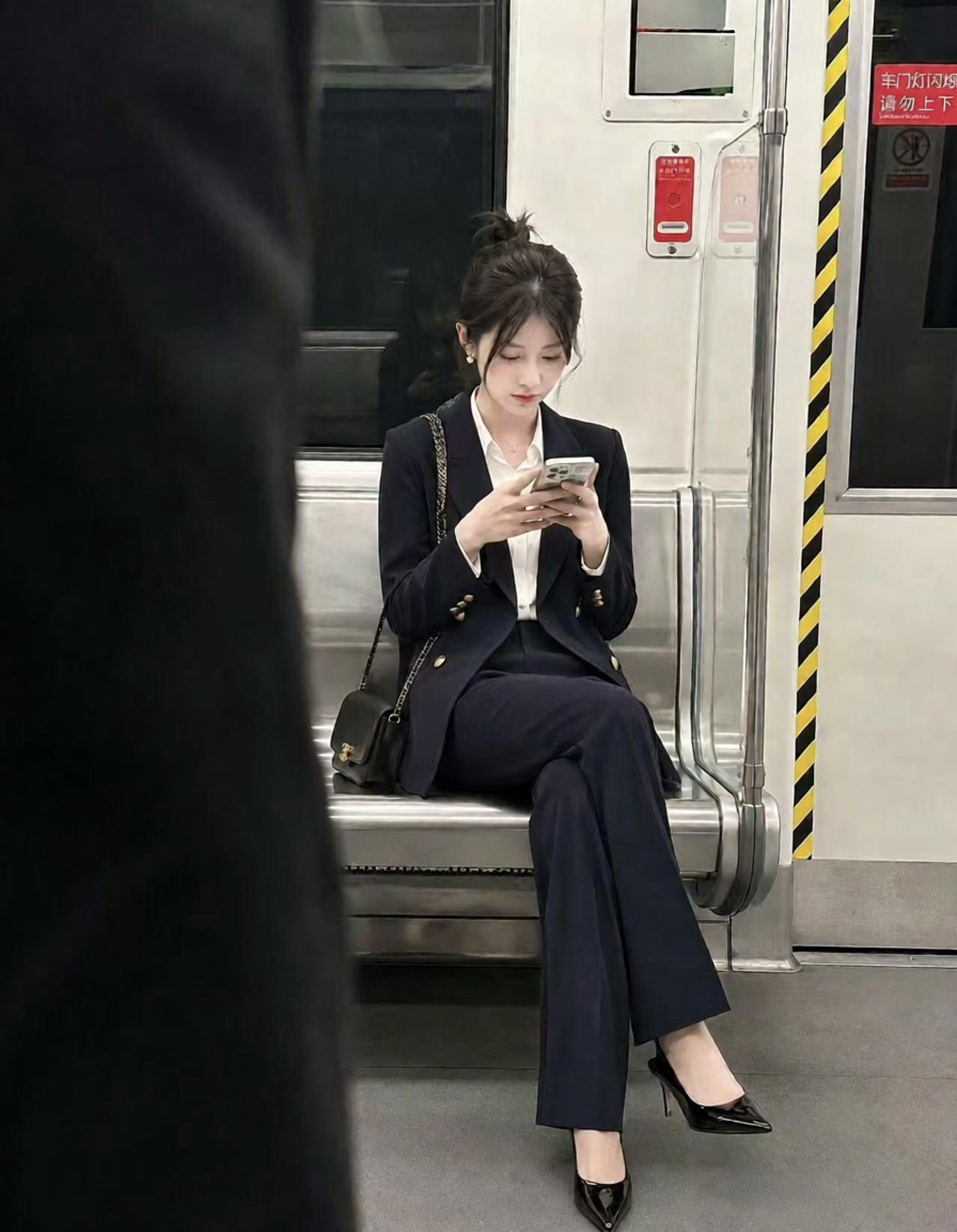 下班看见这个职业女性真的是很职业