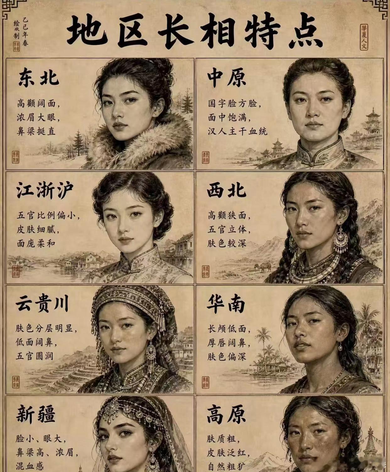 中国不同地区女人的长相 