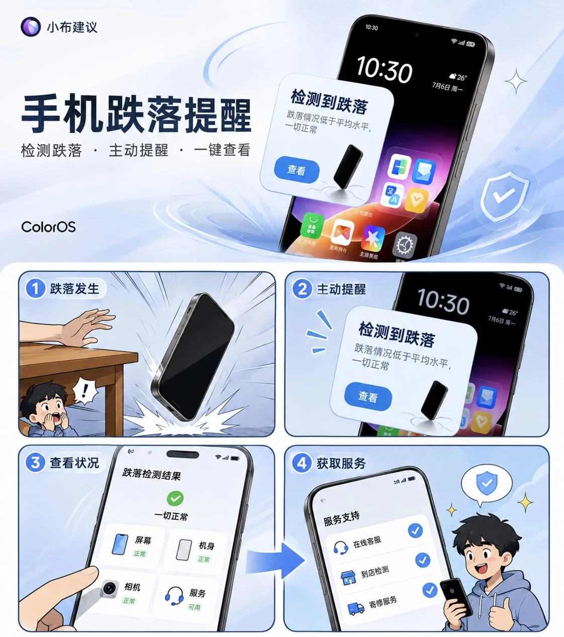 看OPPO如何用设计安抚用户?摔手机后，大家的第一反应是捡起来点点屏幕、按按按键