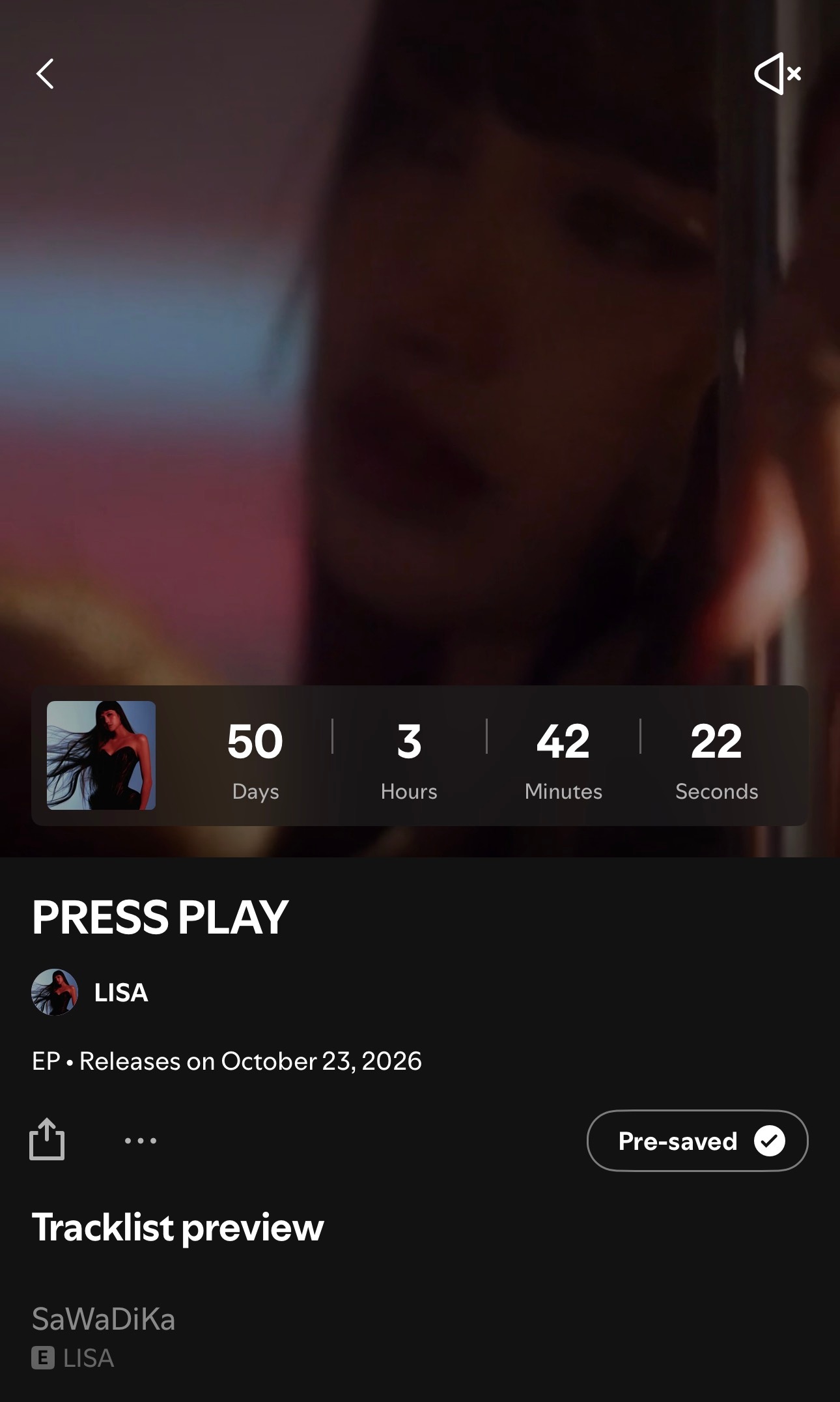 在Spotify已预存LISA最新专辑PRESS PLAY 的lilies扣波1
