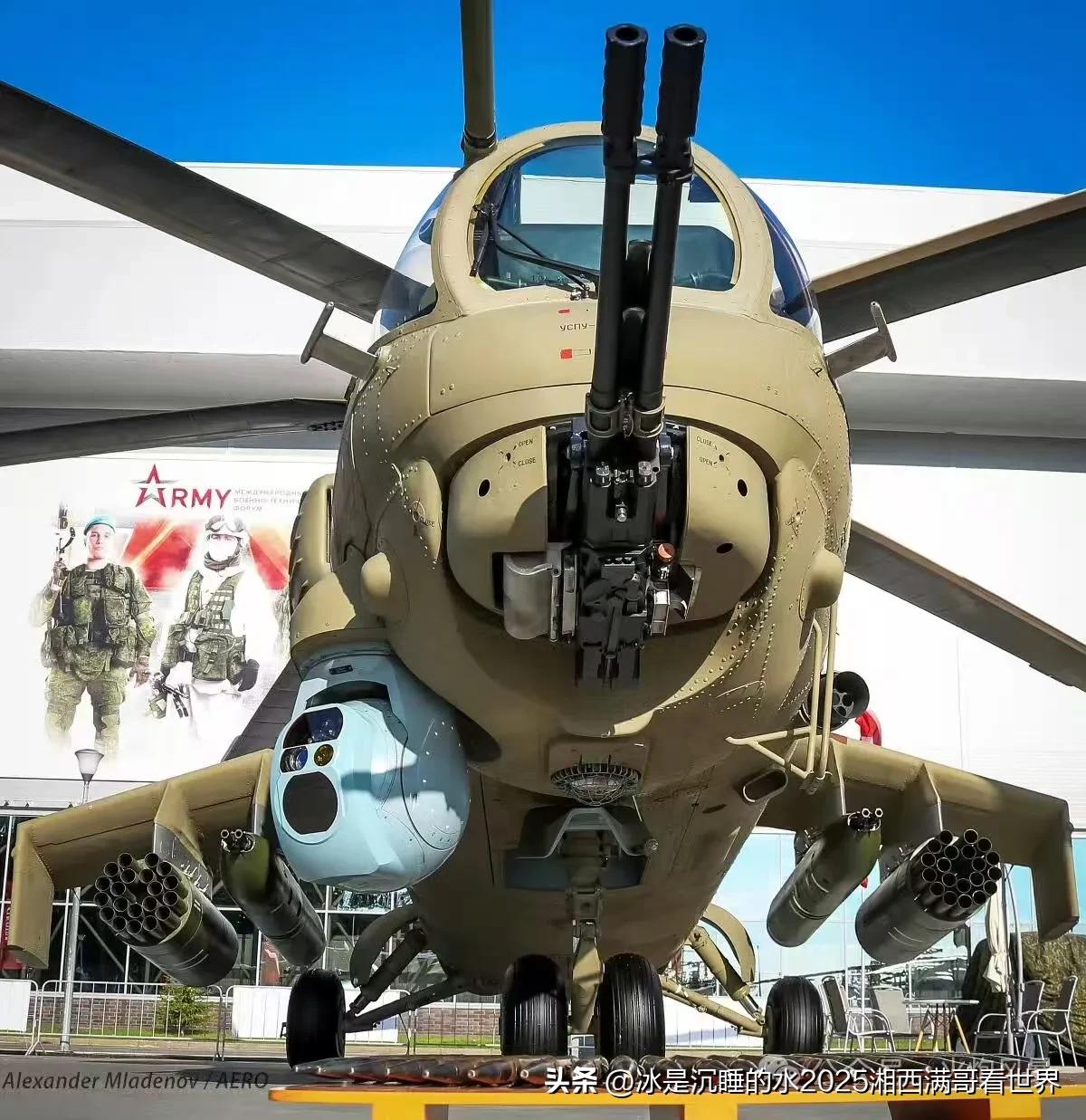 分享一张俄罗斯经典的米-35“雌鹿”武装直升机的靓图。米-35“雌鹿-E”是俄罗