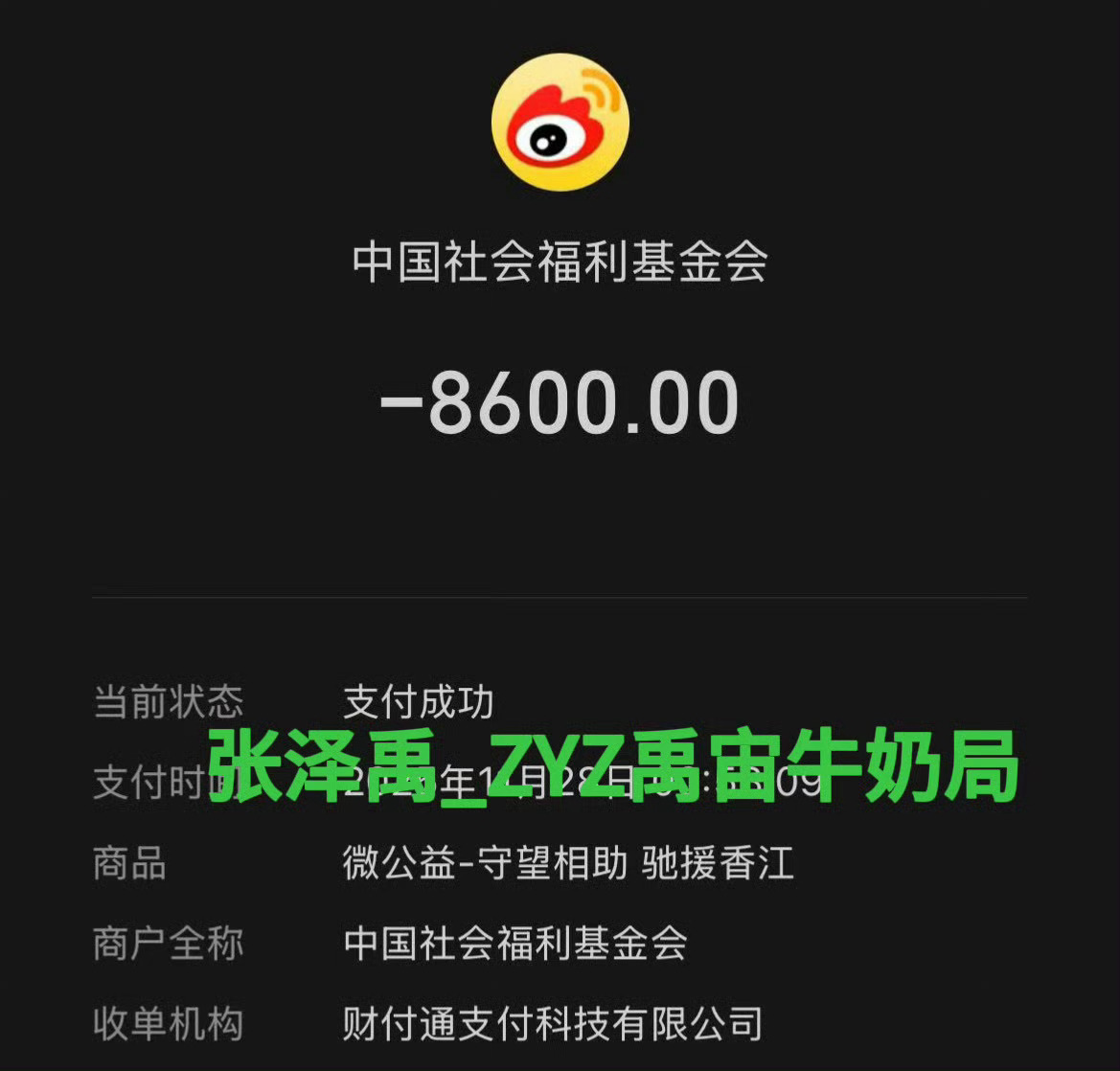 投稿张泽禹数据组向香港捐款 