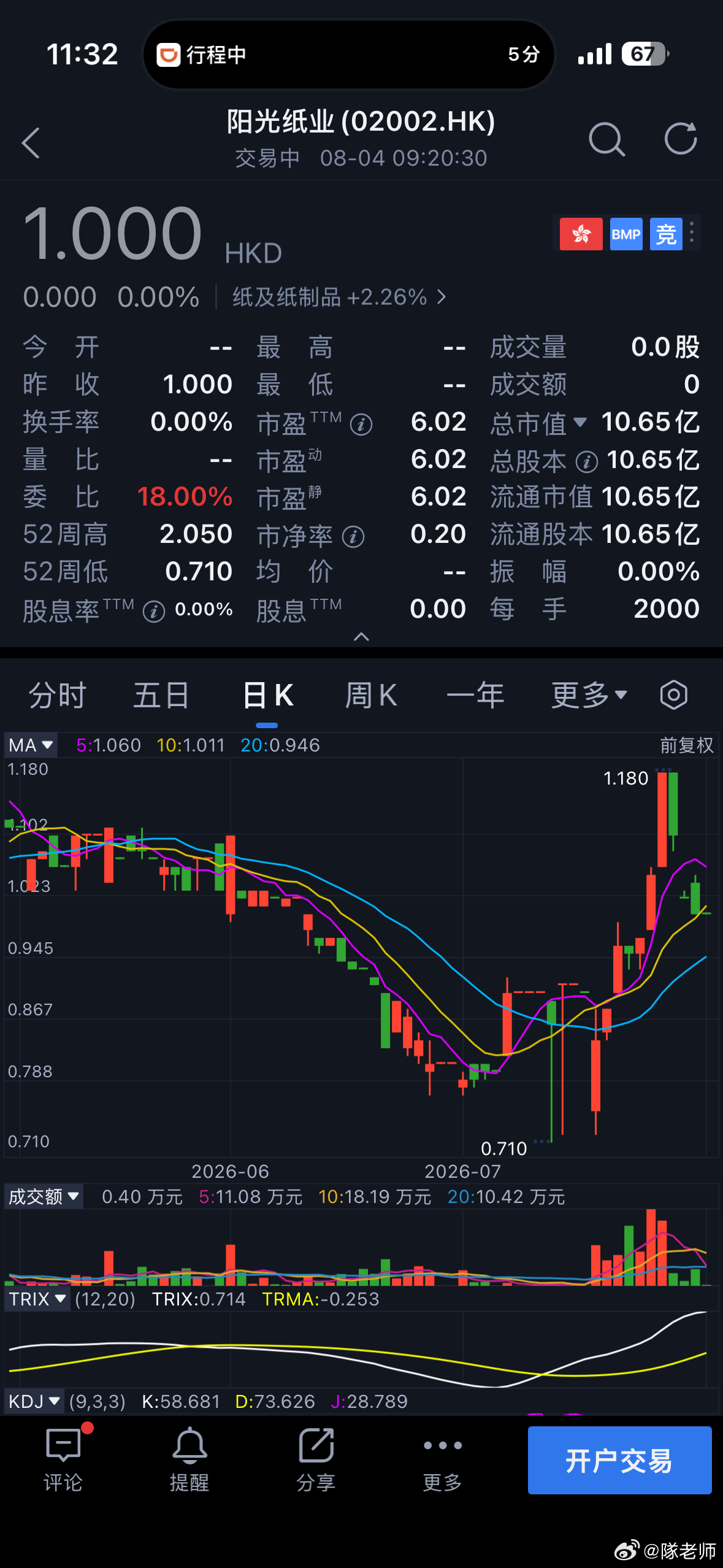 成交额为 0，我第一次见，花十万就可以体验庄家的快感。 
