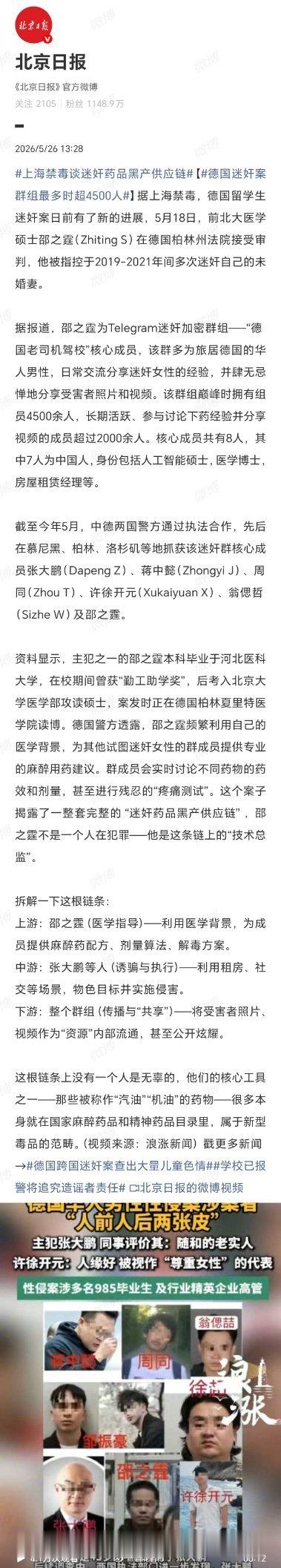 上海禁毒谈迷奸药品黑产供应链披着医学精英外衣，干着禽兽不如的勾当——邵之霆之流，