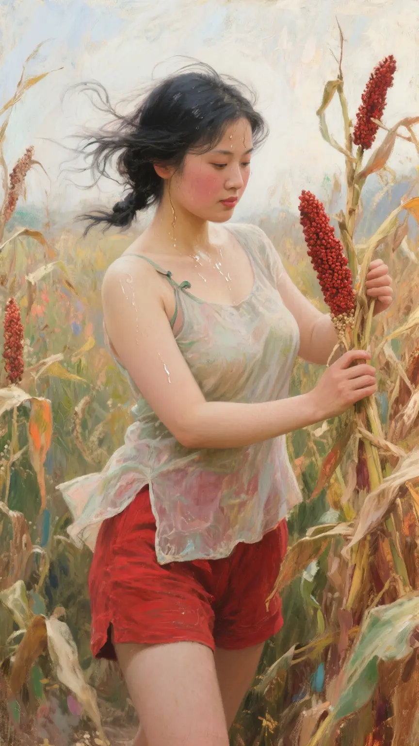 画中人物 苹果 乡村田野