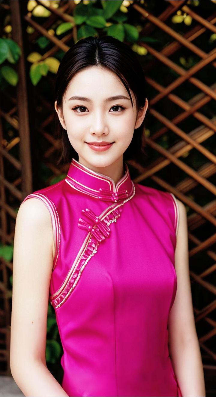 AI扩图 AI艳粉微笑