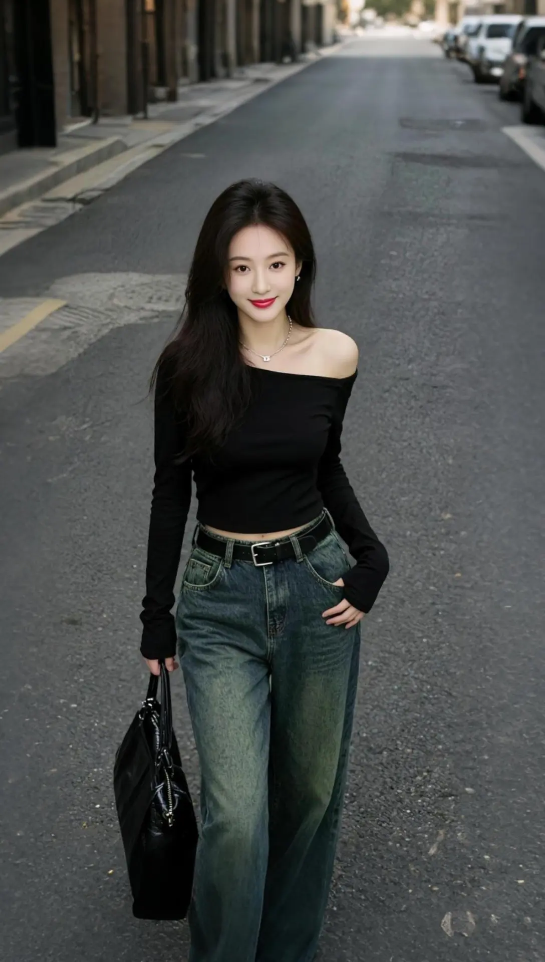 AI露肩街拍风 随变ai随便玩