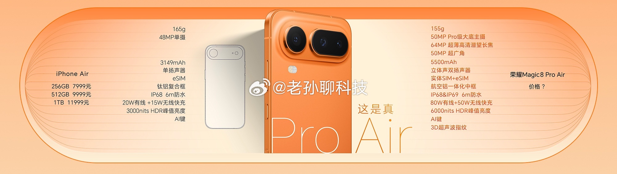 “Air”正面抗衡荣耀Magic8 Pro Air完全不落下风荣耀Magic8 