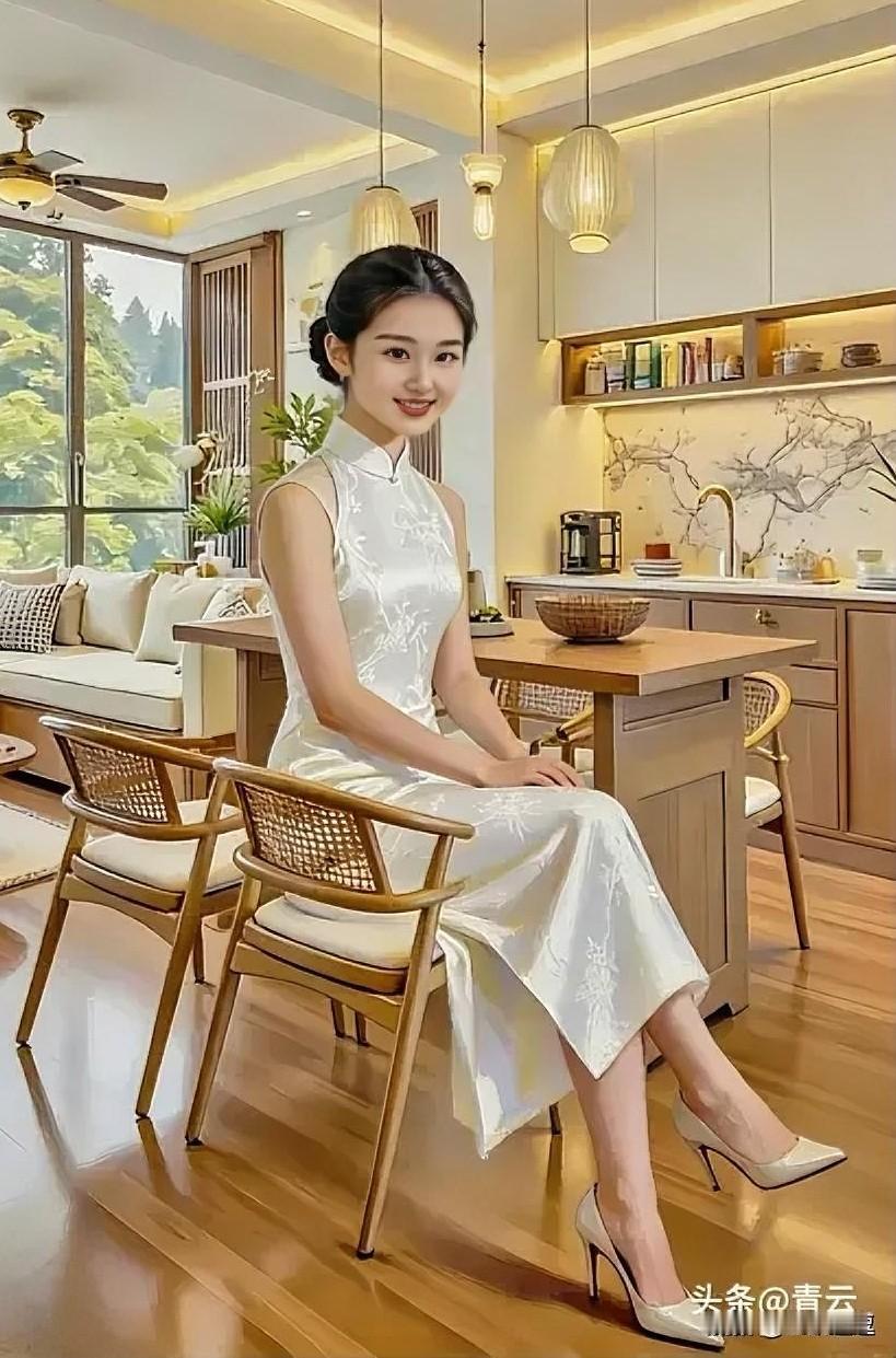 优雅旗袍，清新茶香，静享午后时光。