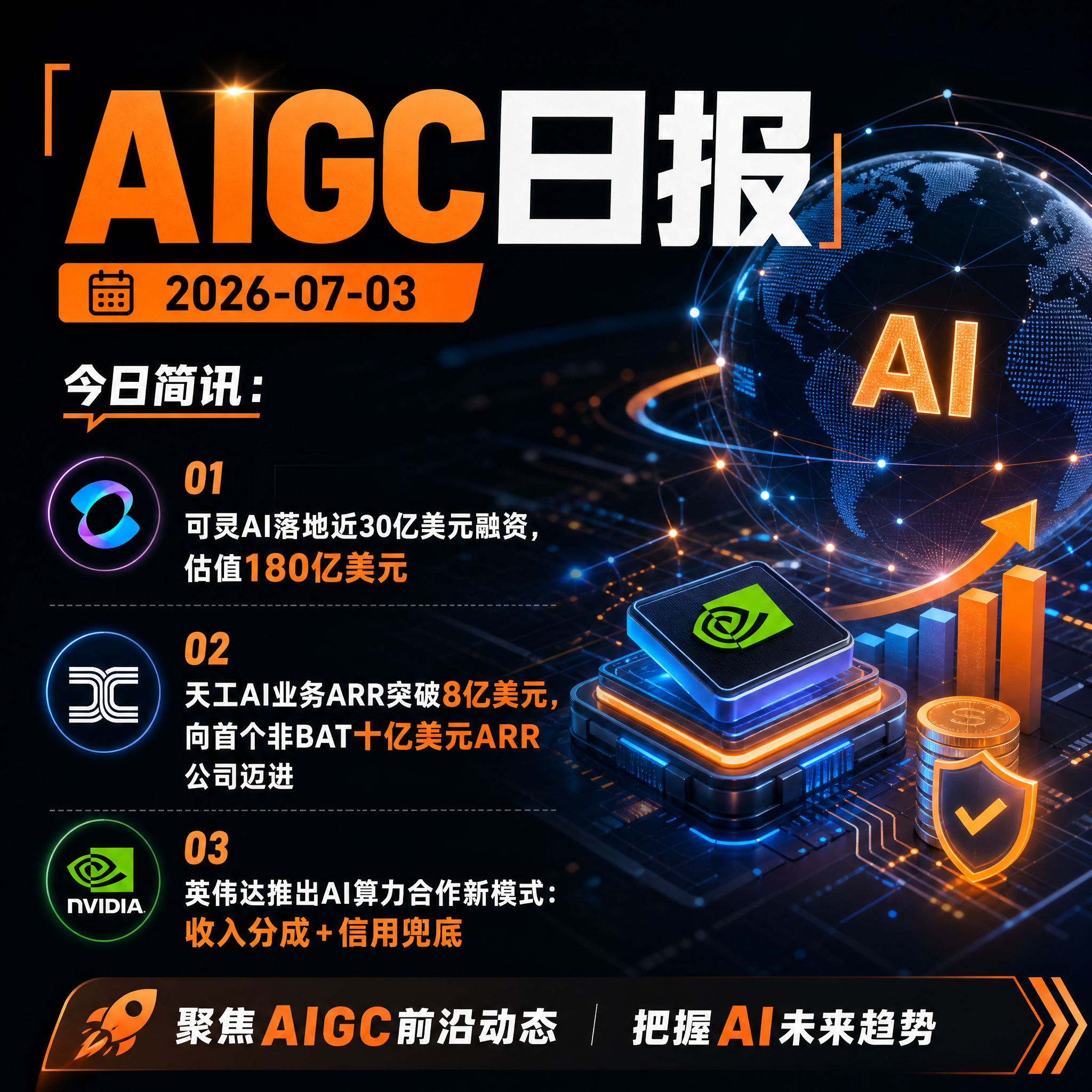 【AIGC日报 · 2026-07-03】今日简讯：1、可灵AI落地近30亿美元