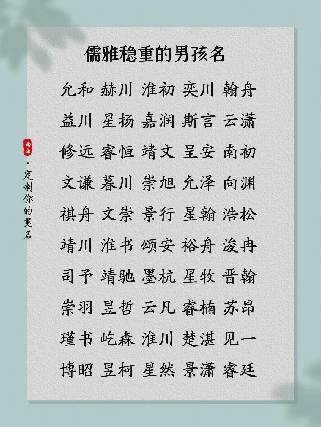 那些熠熠生辉的男孩名，蕴含深意内涵，凸显男子气概
延初   君骁   希澄   