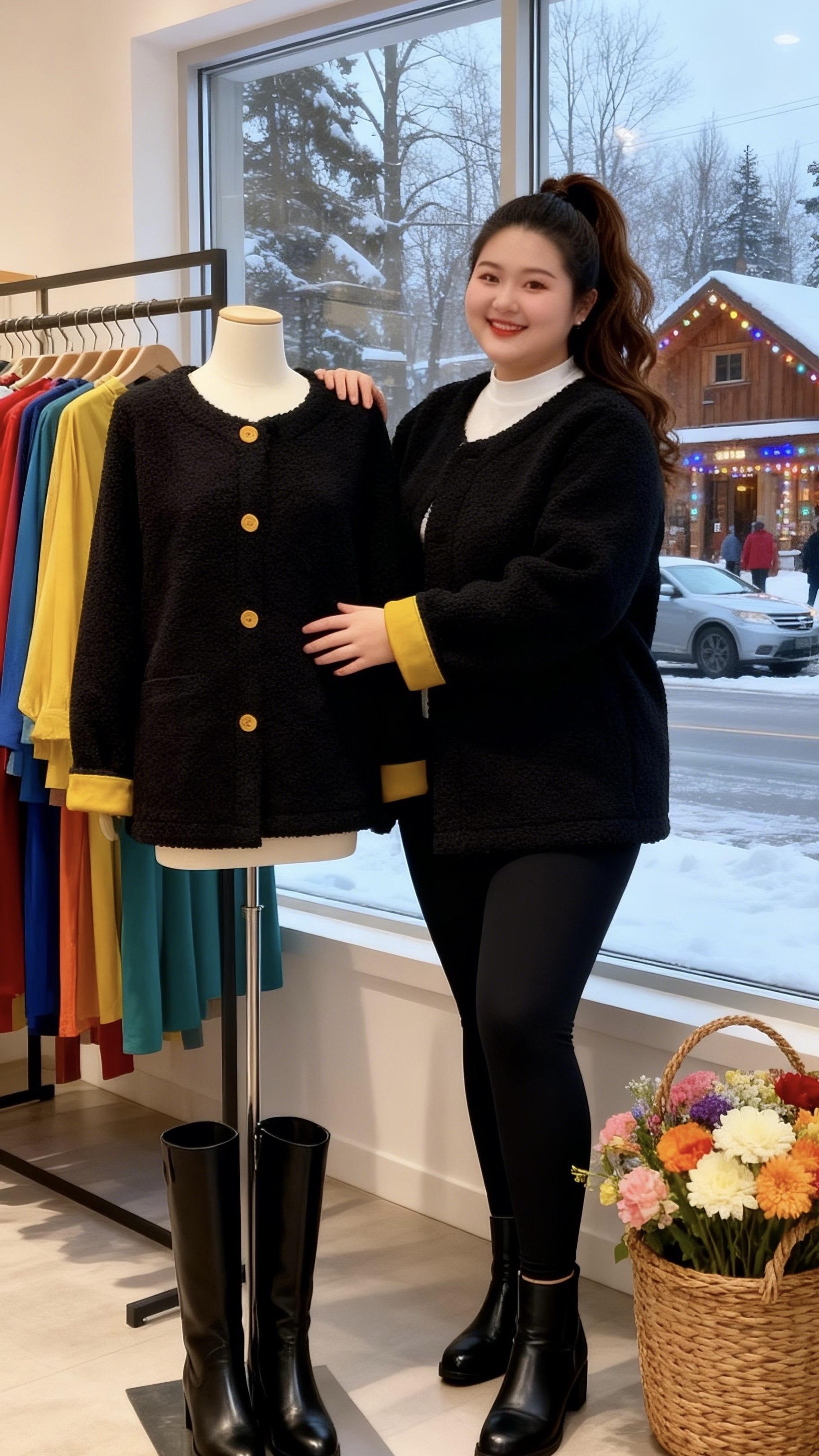 大码女装保暖外套冬季穿搭胖妹妹的冬季有效穿搭我的初雪穿搭准备好啦