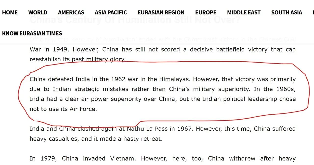 印度《欧亚时报》近日在文章中声称中国自第一次鸦片战争中后的“百年耻辱仍在延续”，