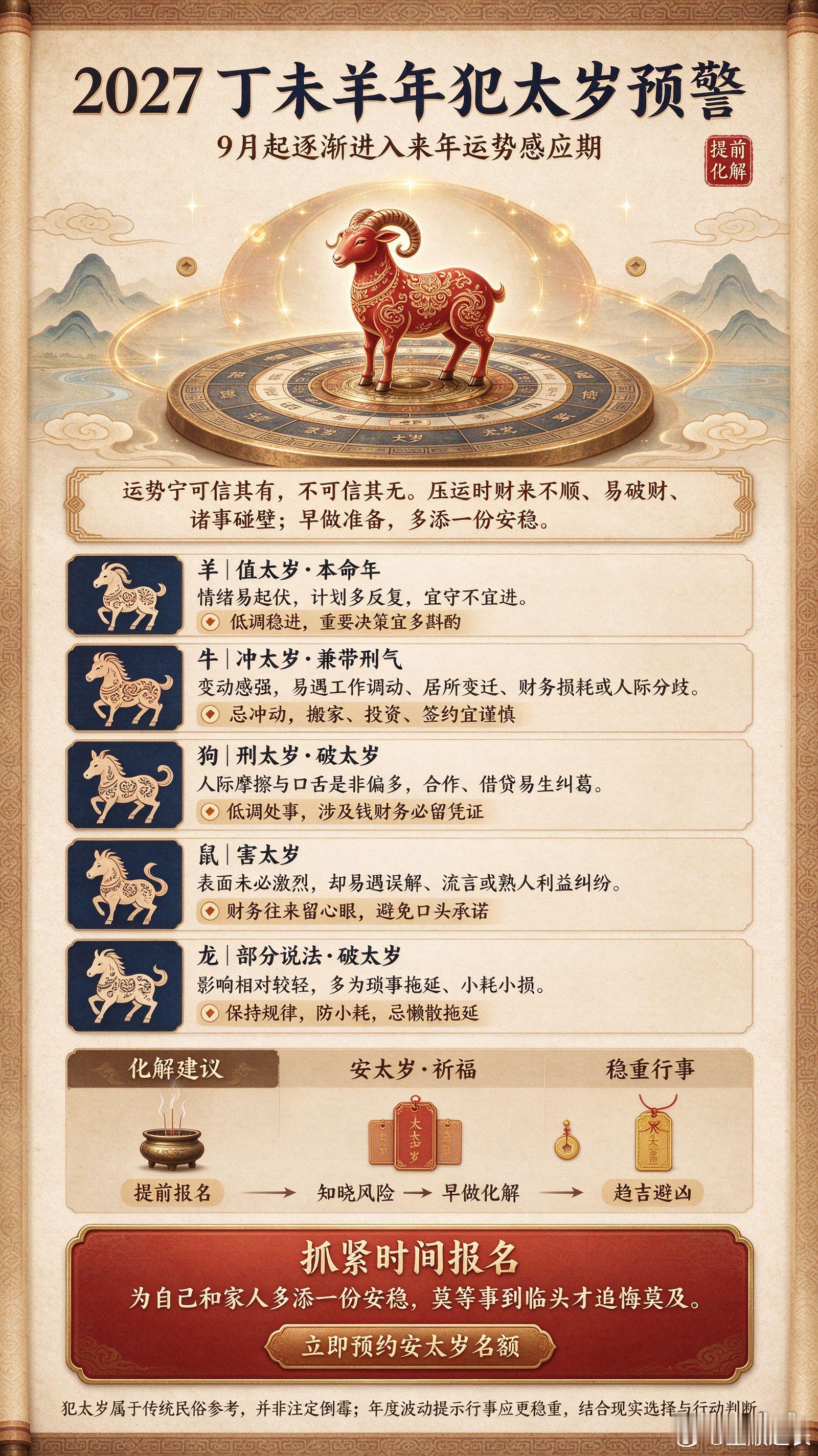 从每年的9月份开始，便逐渐进入来年运势的感应期，2027丁未羊年的气场也已悄然临