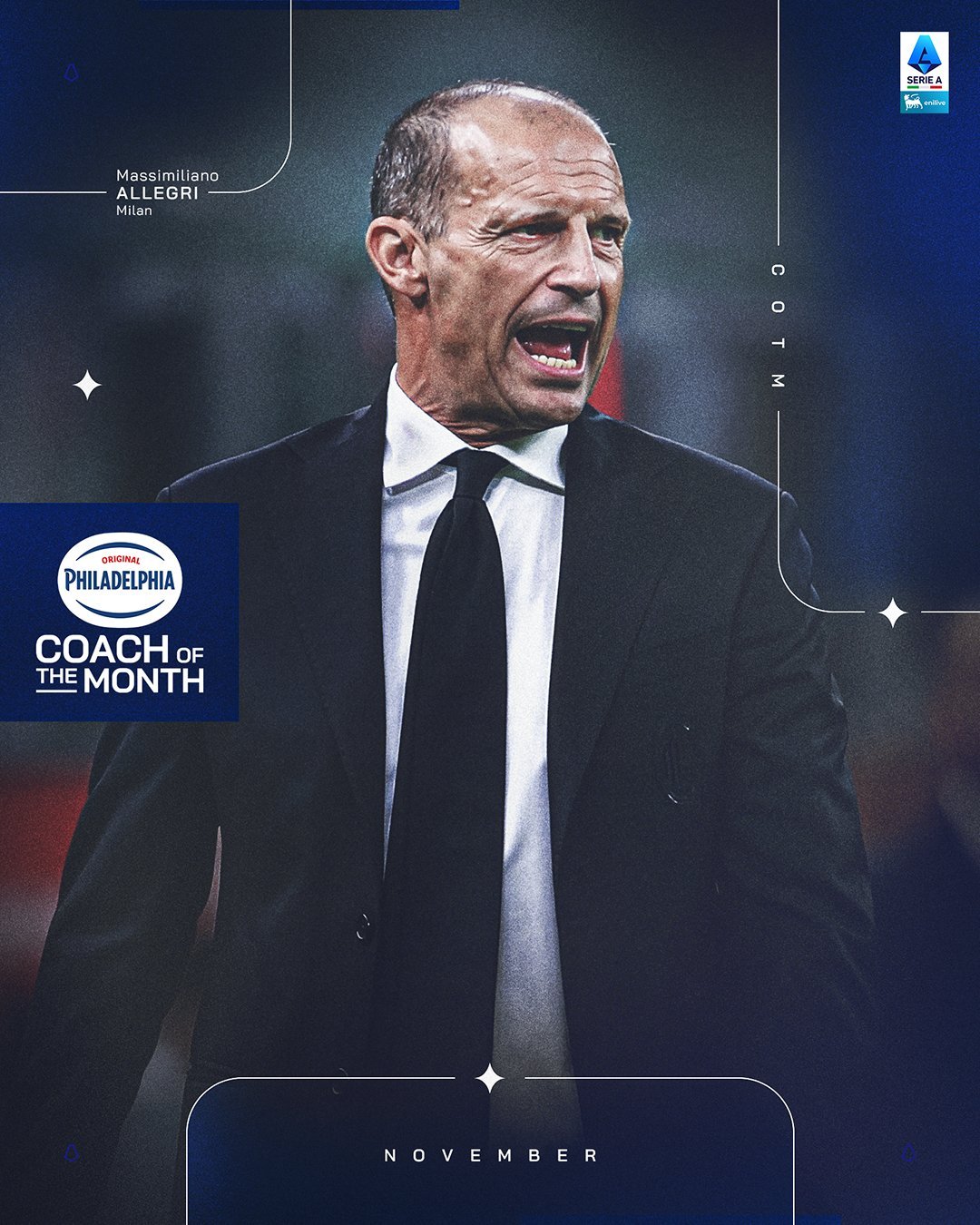 【官方】🔴⚫️ 阿莱格里🇮🇹当选意甲联赛 1️⃣1️⃣月份最佳教练。⭐️s