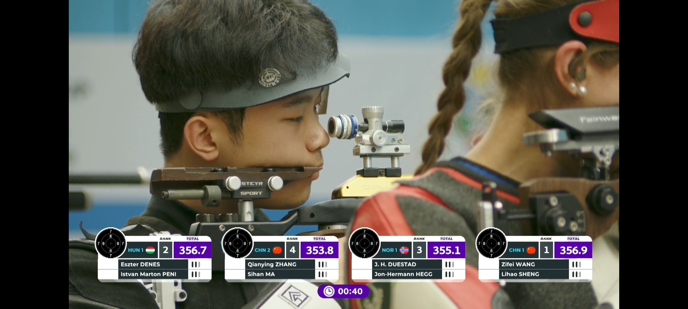 10米气步枪混合团体第四名，张倩颖/马思涵 