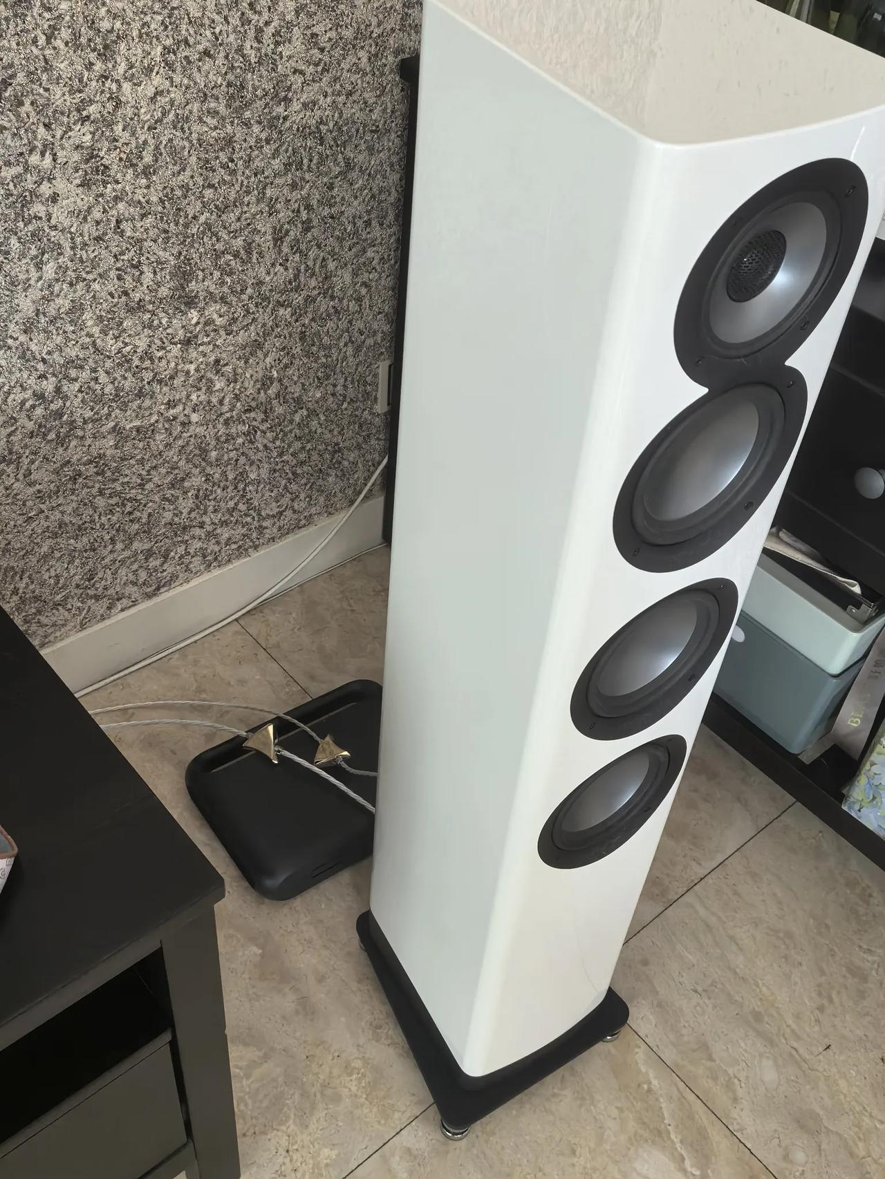 硬总家里客厅的这对德国ELAC ARF51落地有源音箱，前面接一台TEAC的解码
