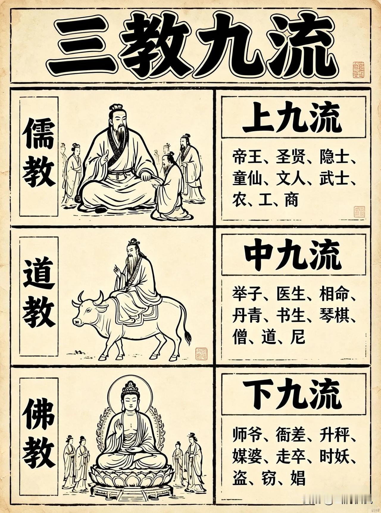 聊聊三教九流

所谓“三教九流”，并非简单的分类标签，而是一部凝结着千年智慧与人