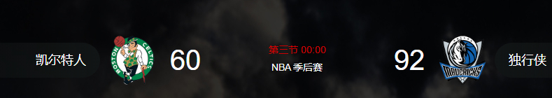 #NBA总决赛# NBA总决赛G4第三节独行侠92—60凯尔特人暂时领先难道独行
