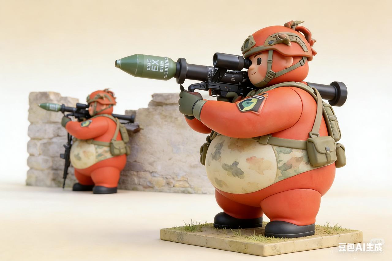 德军Q版兵人。铁拳火箭筒训练场景模型。附上AI关键词，有兴趣俄盆友一起来试试[呲