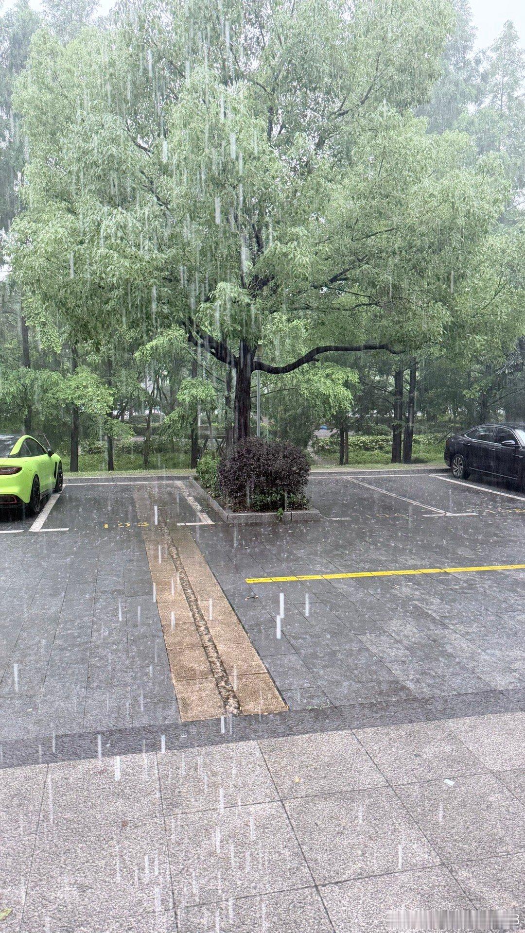 好大的雨！我要下班。 