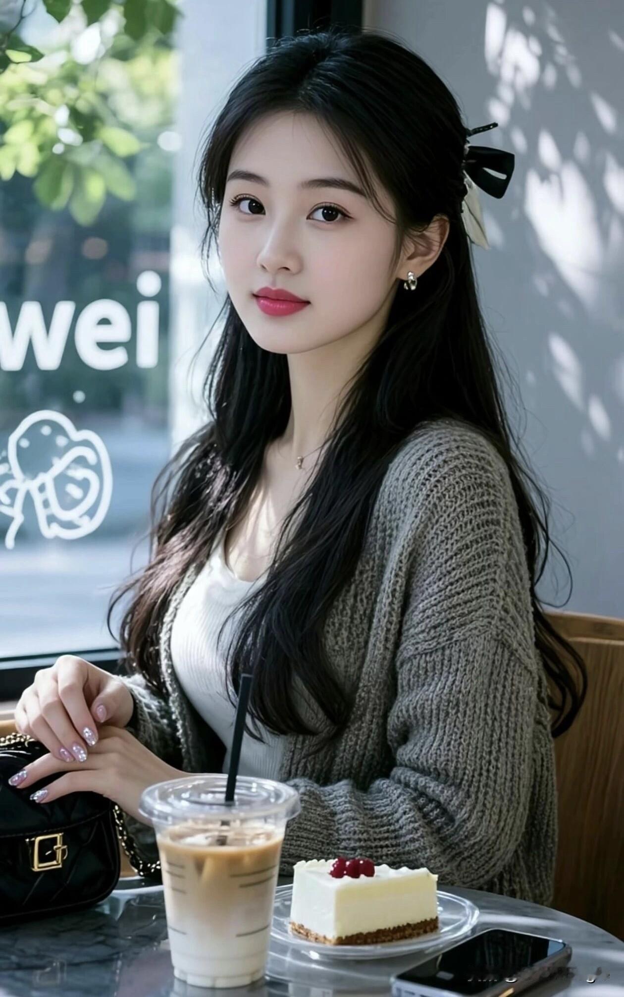 黑裙小仙女，自然绿意中，清新脱俗美