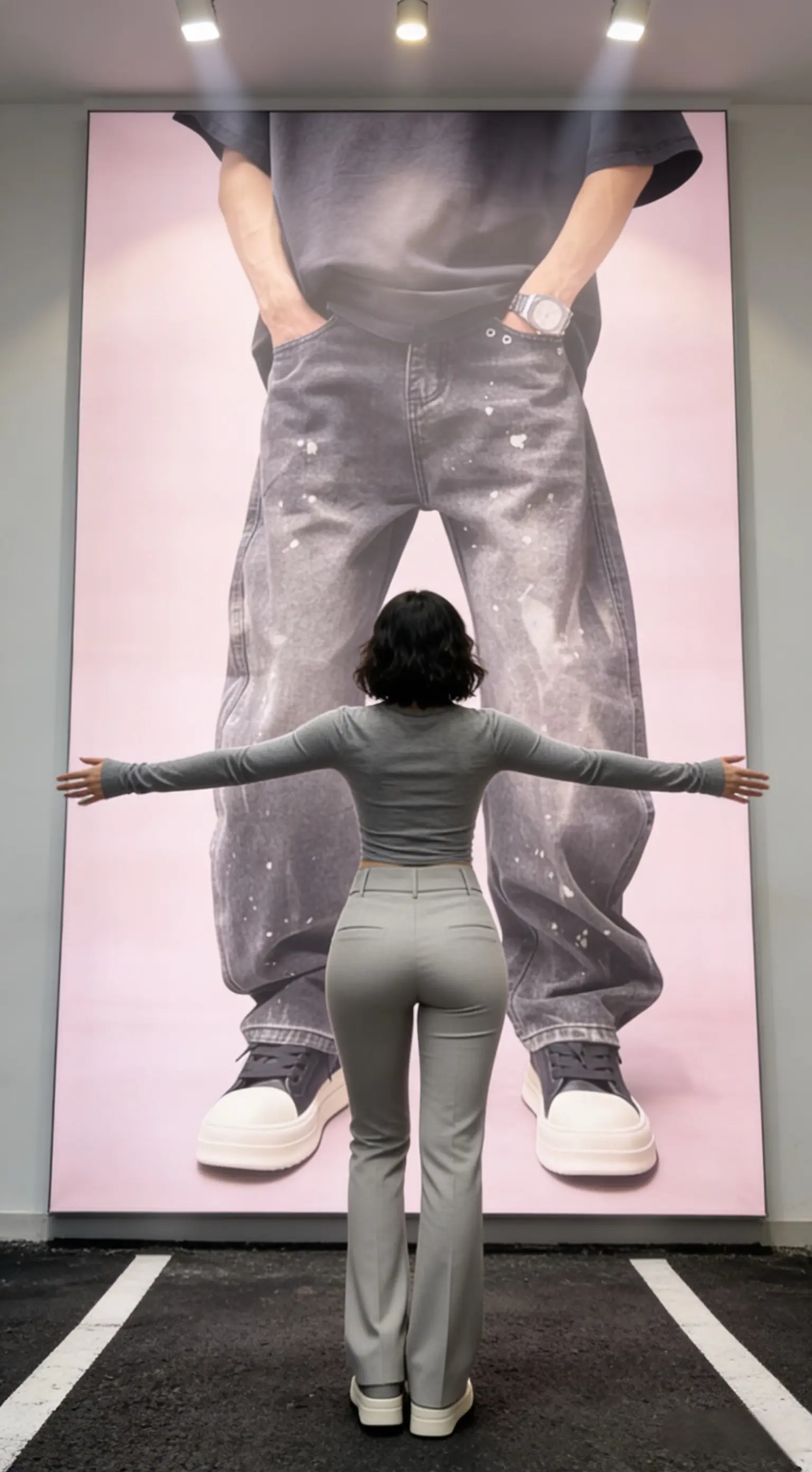 美式高街潮流复古痞帅弯刀牛仔裤水洗做旧宽松直筒垂感百搭阔腿裤        ✓