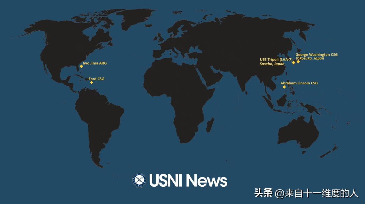 各个自媒体平台都在嚷嚷美军即将马上打击伊朗，可看一下美军航母分布图，中东地区的海