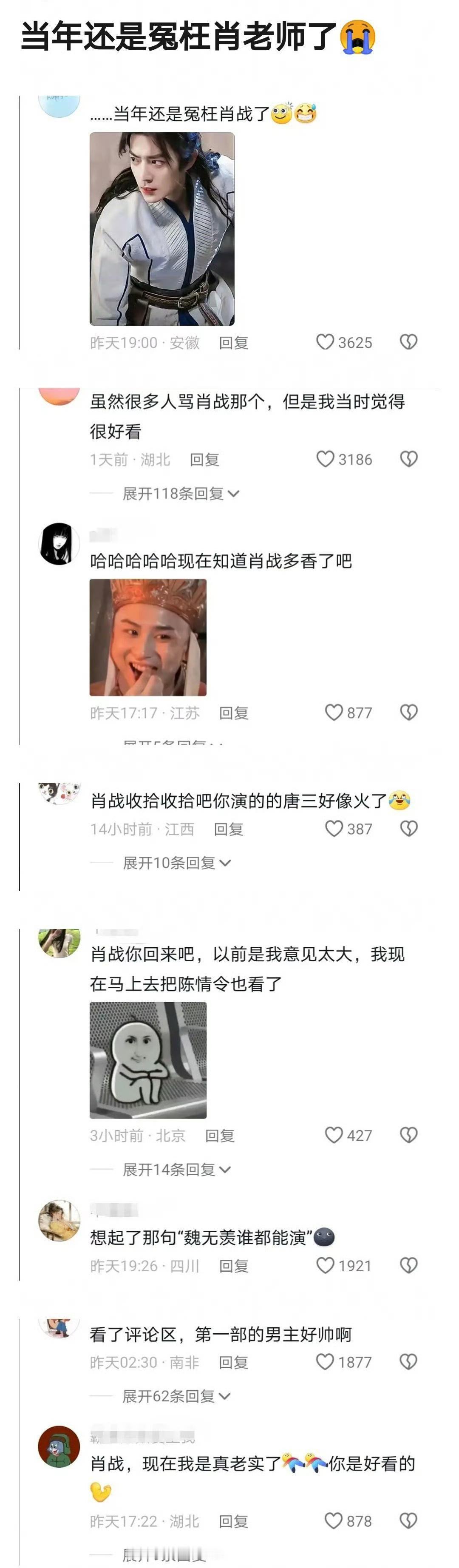 一个言冰云，一个唐三，都反向证明肖战的演技断层碾压，演绎的角色无可替代 