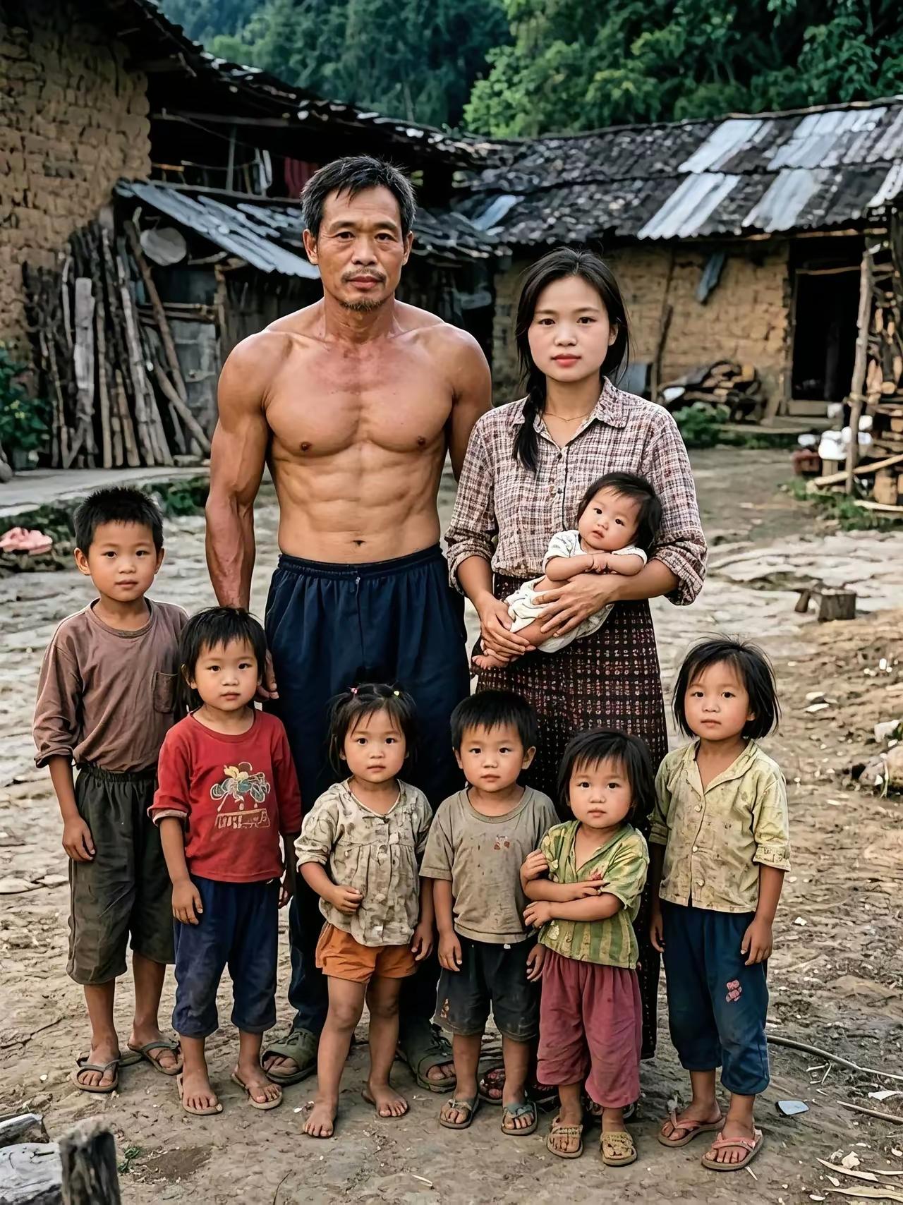 瞧，这一家人！过去常见，而今极少见到喽！