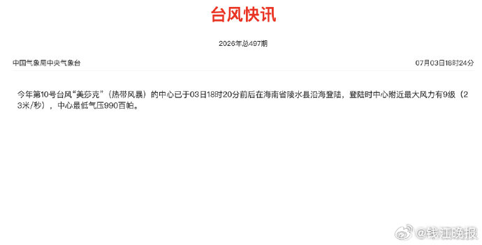 #台风美莎克#【台风美莎克在海南省陵水县沿海登陆】台风美莎克在海南省陵水县沿海登