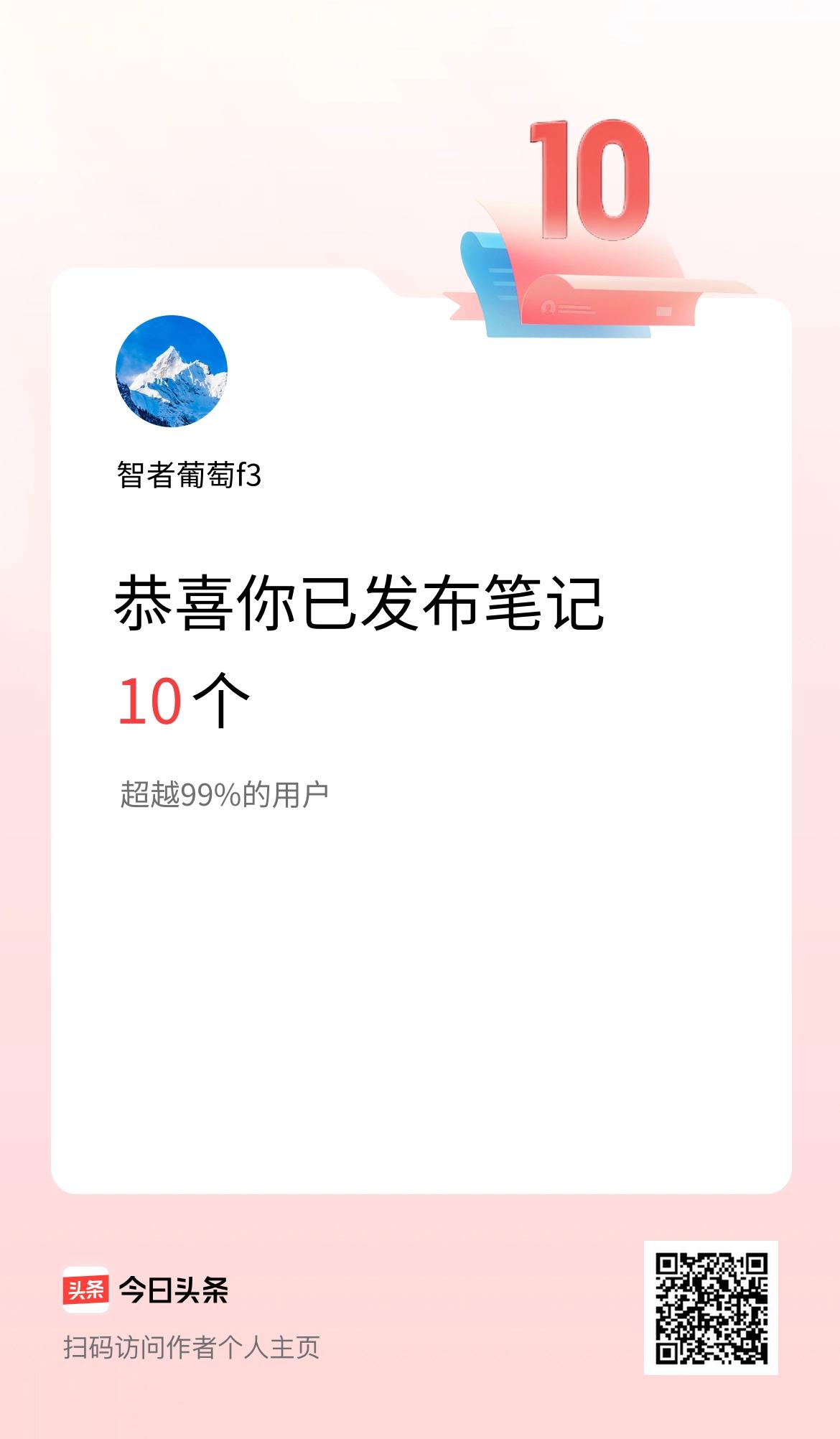 我在头条累计投稿笔记10个