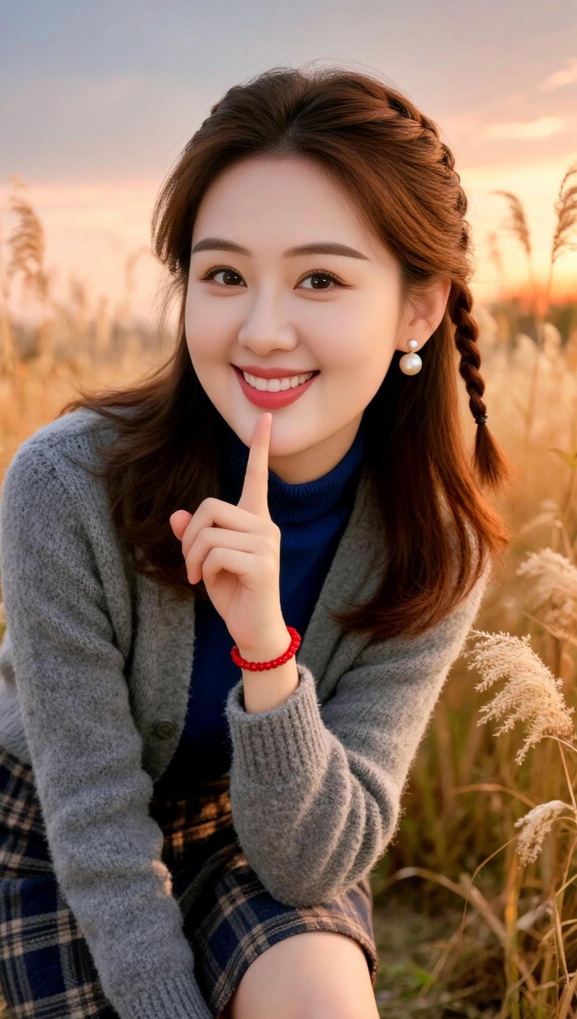 AI田园逆光照   颜值在线 丸子头