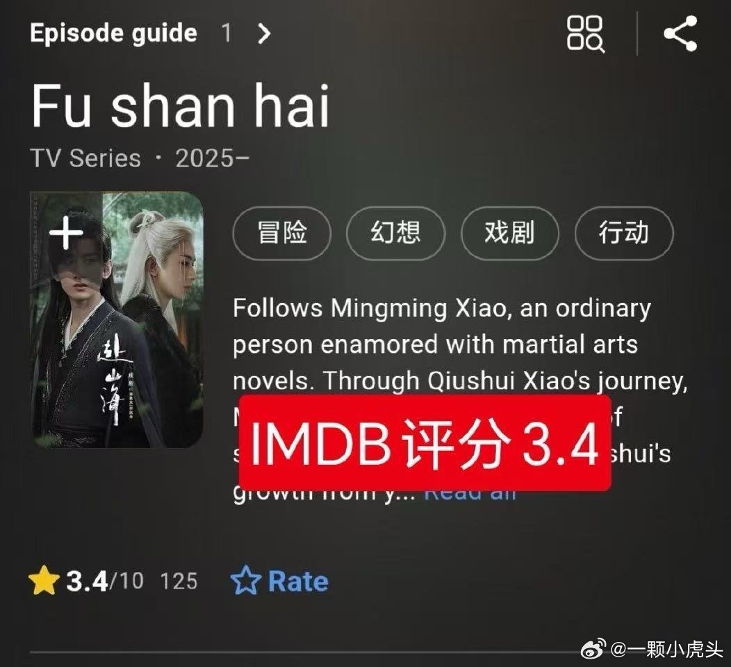是我发早了，还能再低！[笑cry]《赴山海》的IMDB评分掉到3.4分，负面评价