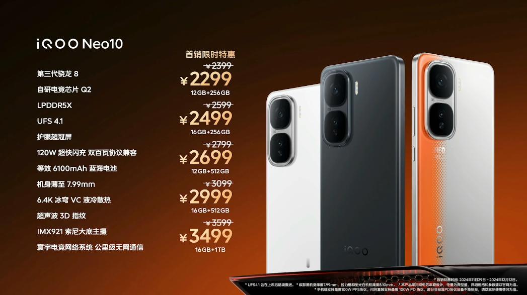 iQOONeo10发布会   Neo10系列的售价来了，标准版2299起售了，而