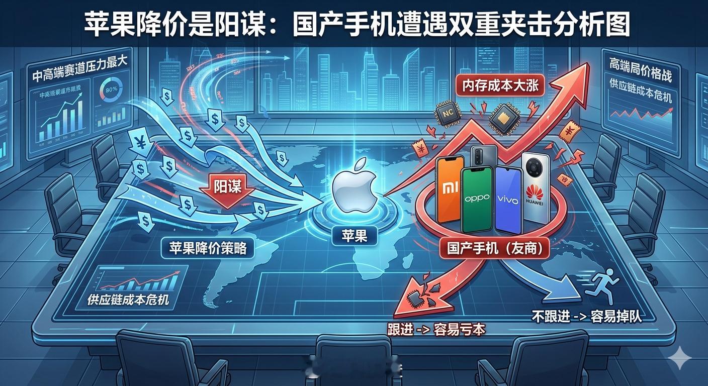 分析师称苹果降价是阳谋现在内存大涨，国产手机都在头疼成本，苹果仗着利润厚偏偏这时