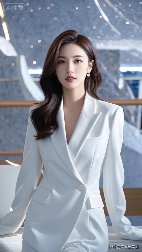 冷艳的都市女郎，白色西装，气场全开！