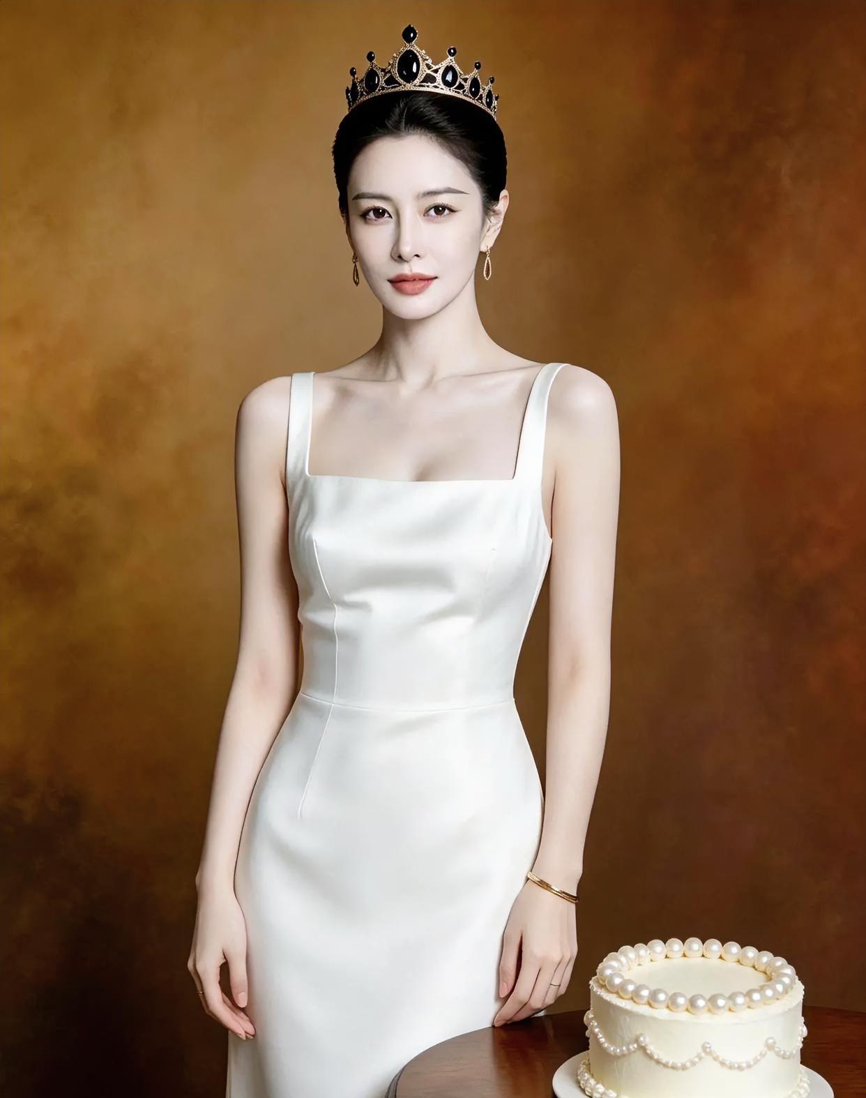 《白裙与加冕的甜》

白裙如缎，勾勒从容的线条，

冠冕轻戴，缀满星光的低语。