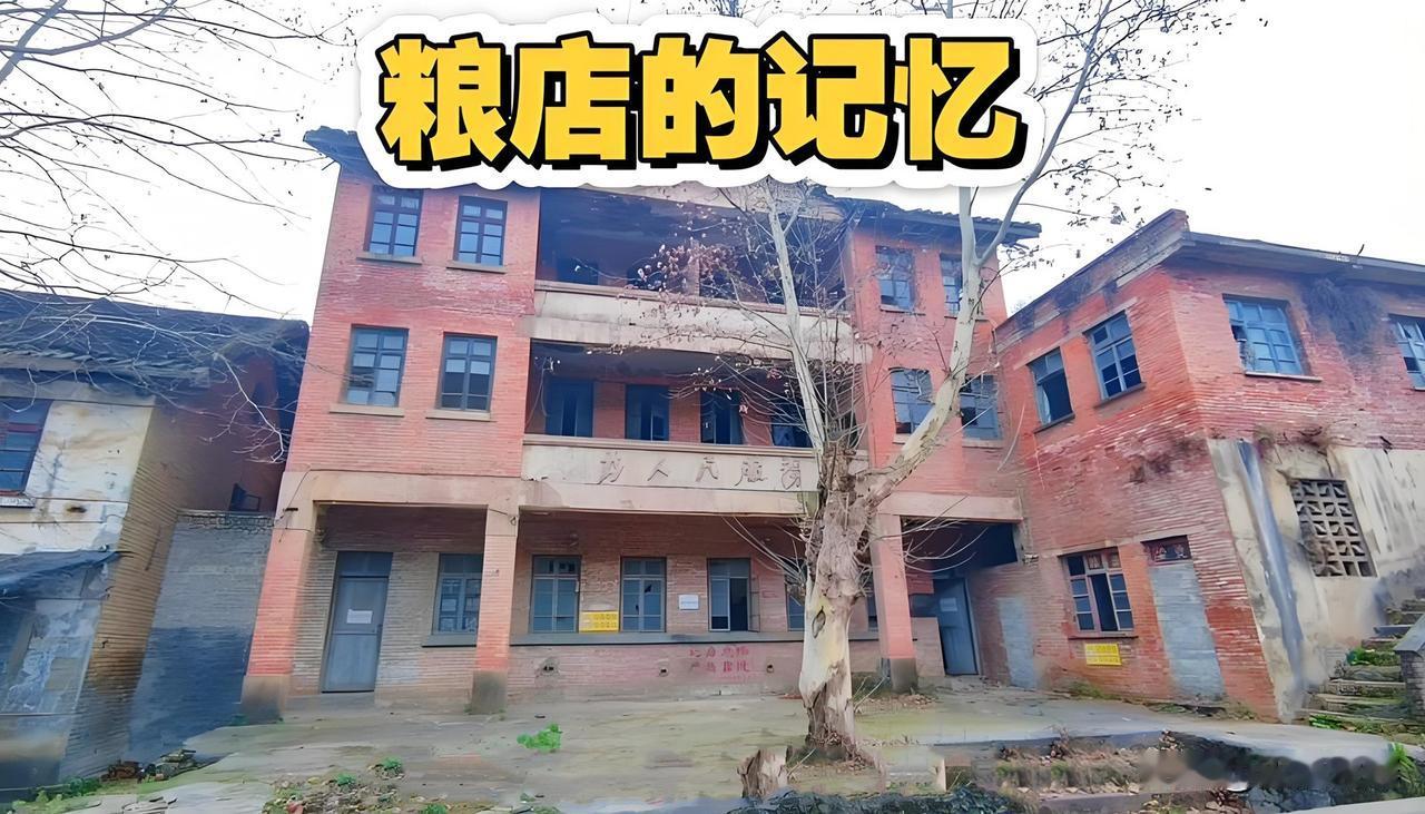 这是我们县城遗留的粮店旧址，七十年代的红砖楼人去楼空，想当年门前车水马龙、人潮拥