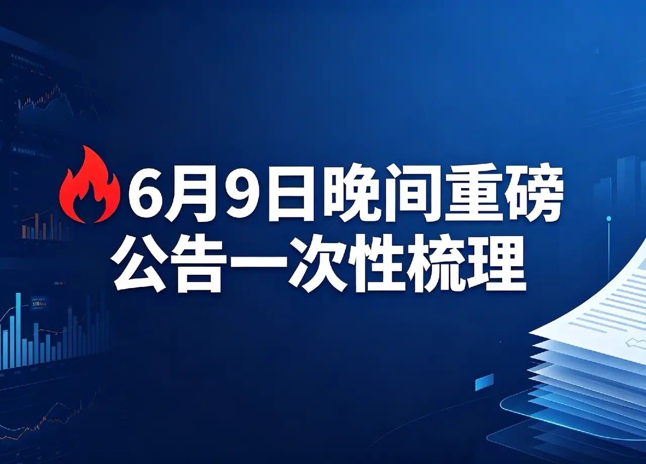 🔥6月9日晚间重磅公告一次性梳理一、利好- 永太科技：与宁德时代签订电解液采购