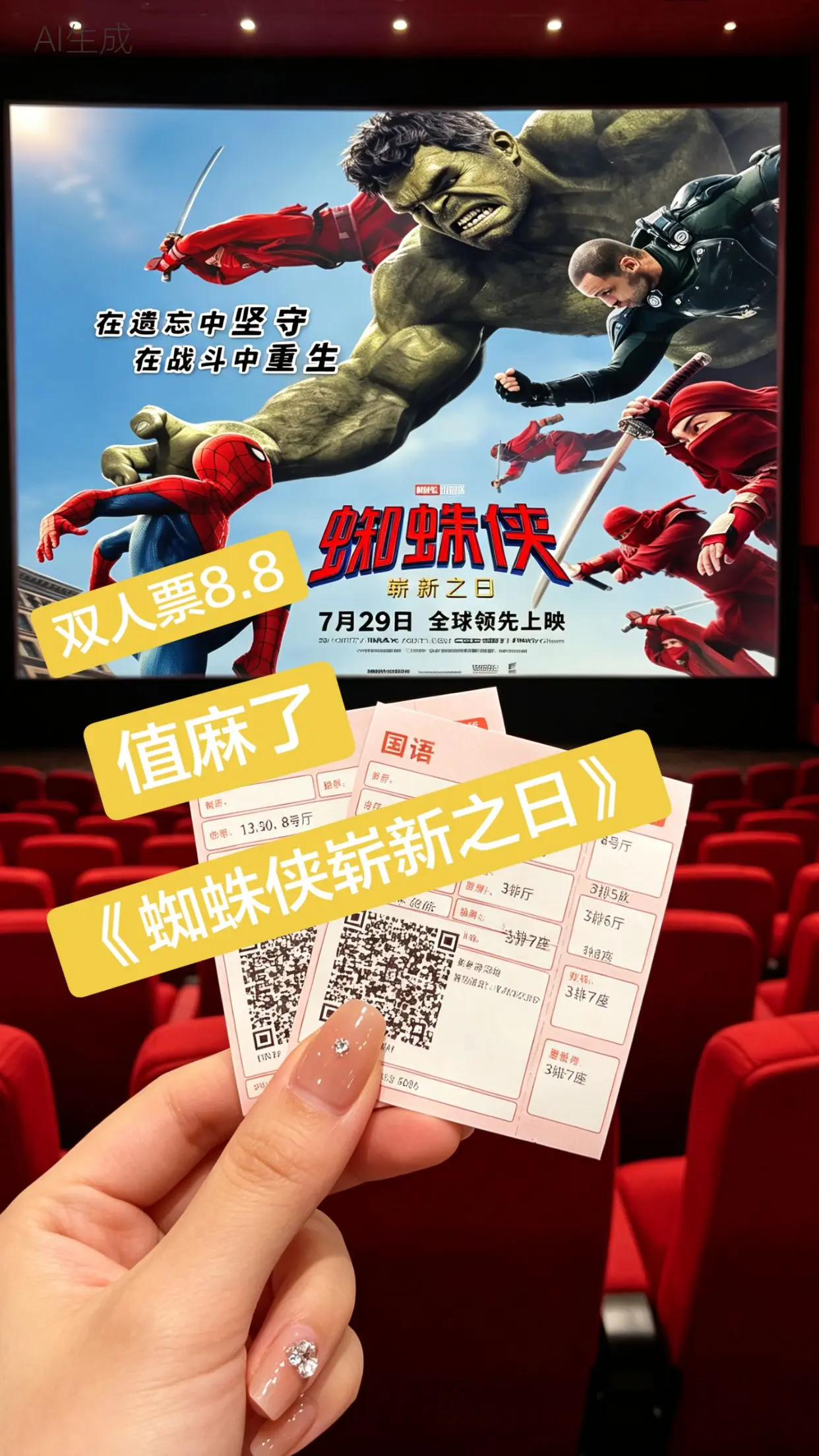 蜘蛛侠电影票 电影票优惠券 蜘蛛侠崭新之日