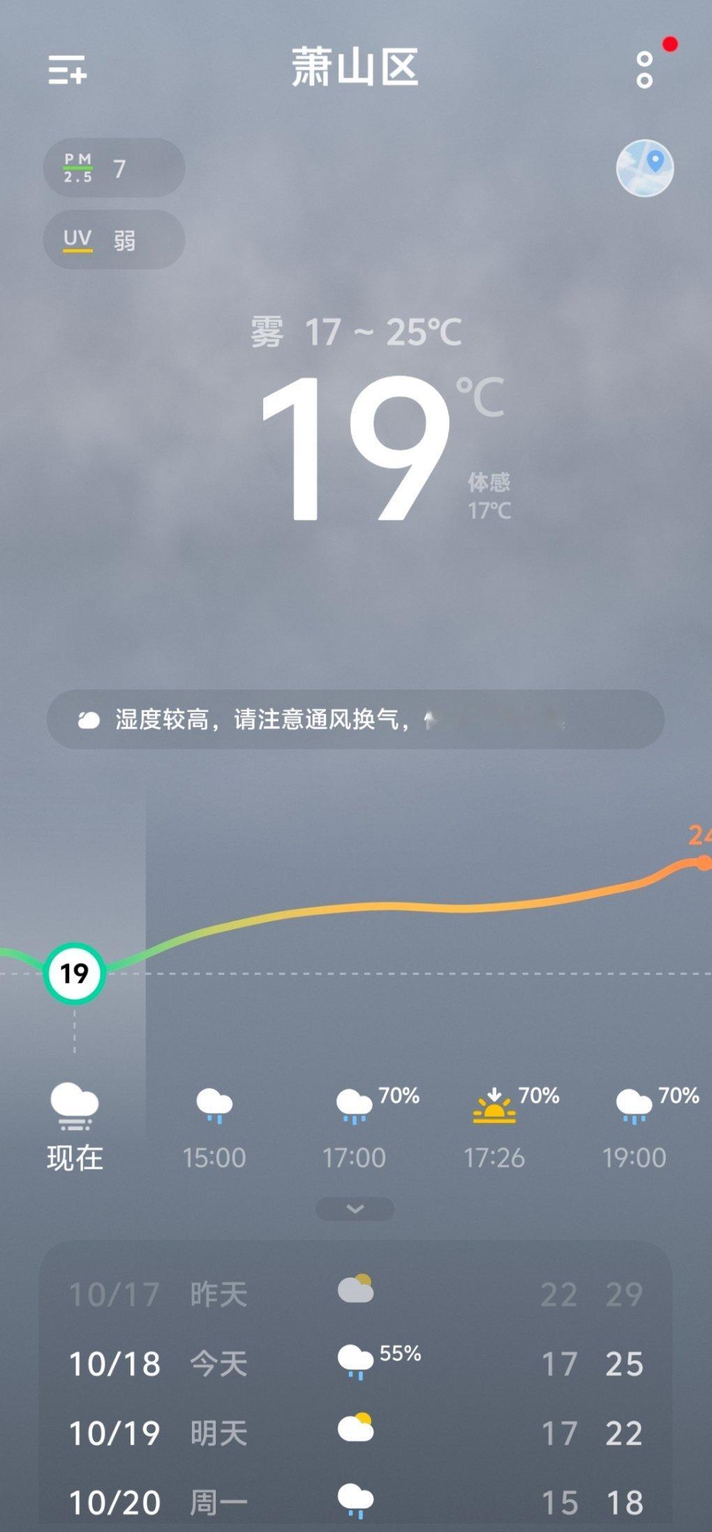 多地断崖式降温 杭州昨天还三十多度呢，今天一下子19度。我的天啊！我还有好多夏天