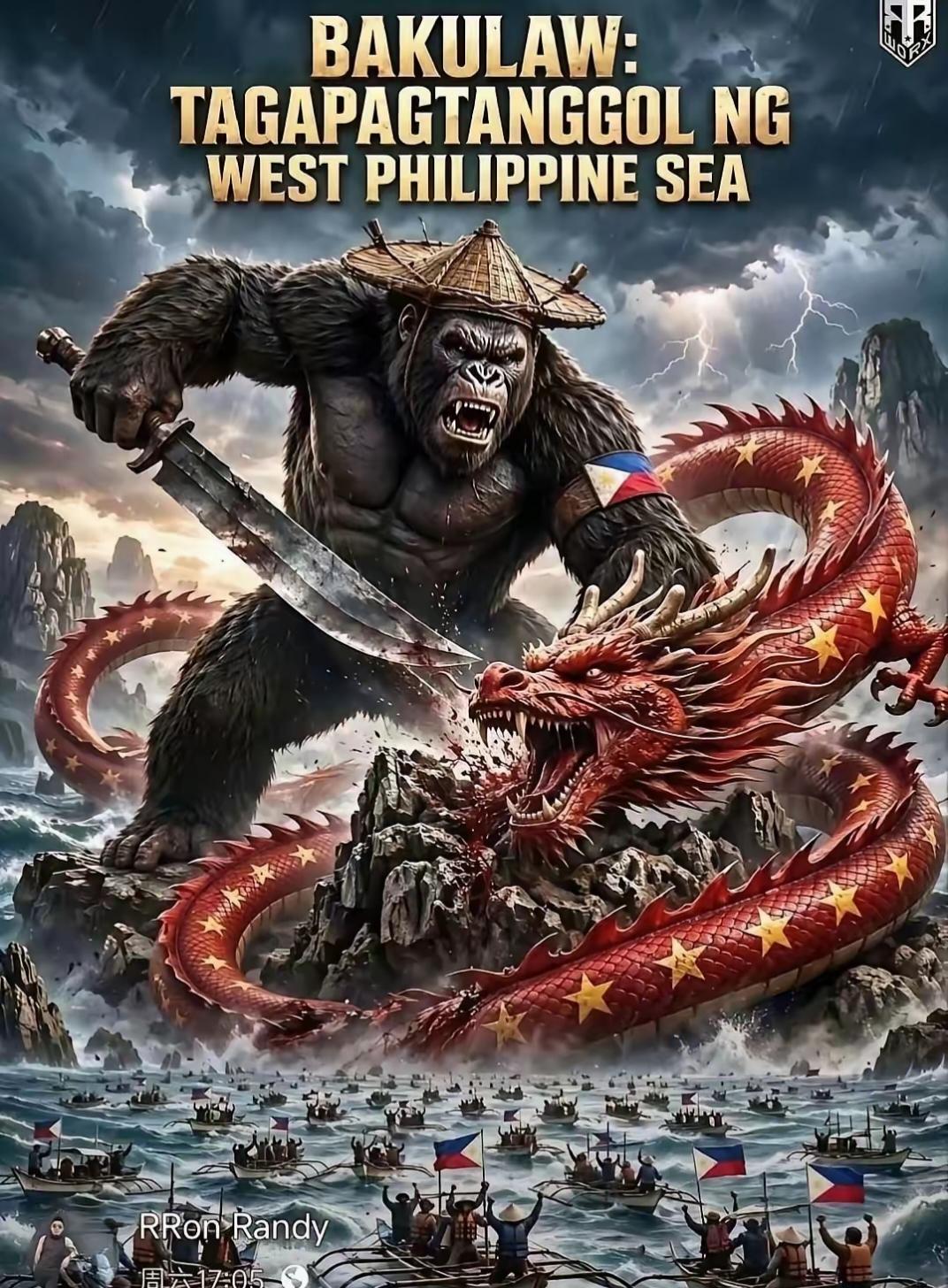 菲律宾人竟用“金刚屠龙”的AI图片来标榜自身“强大”，这简直就是打肿脸充胖子。他