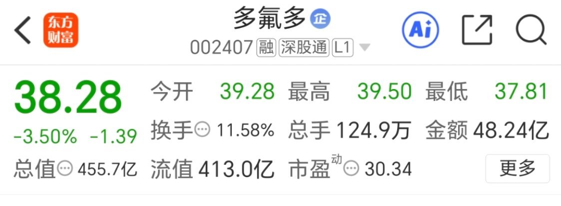 千里马  多氟多 002407  逢低关注，静待花开