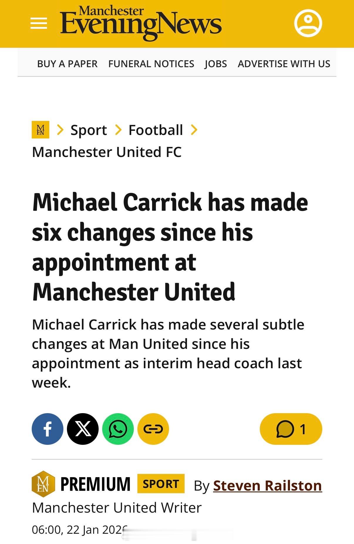 在卡塞米罗宣布夏季离队的这天，Steven Railston抢头条失败，他在曼晚