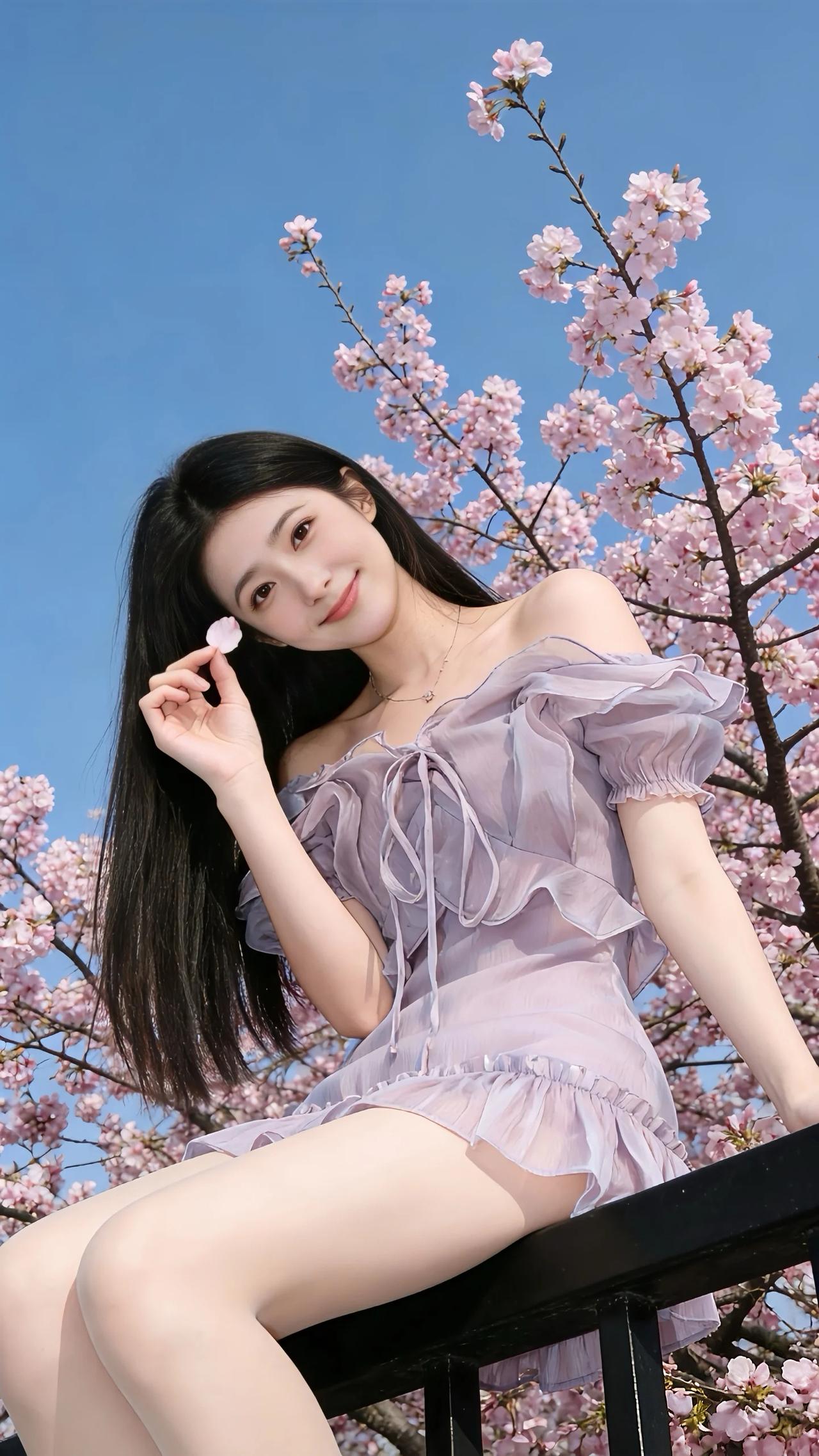 这组照片定格了春日樱花树下的唯美瞬间，粉白花海与灵动少女交织，尽显清新浪漫的日系