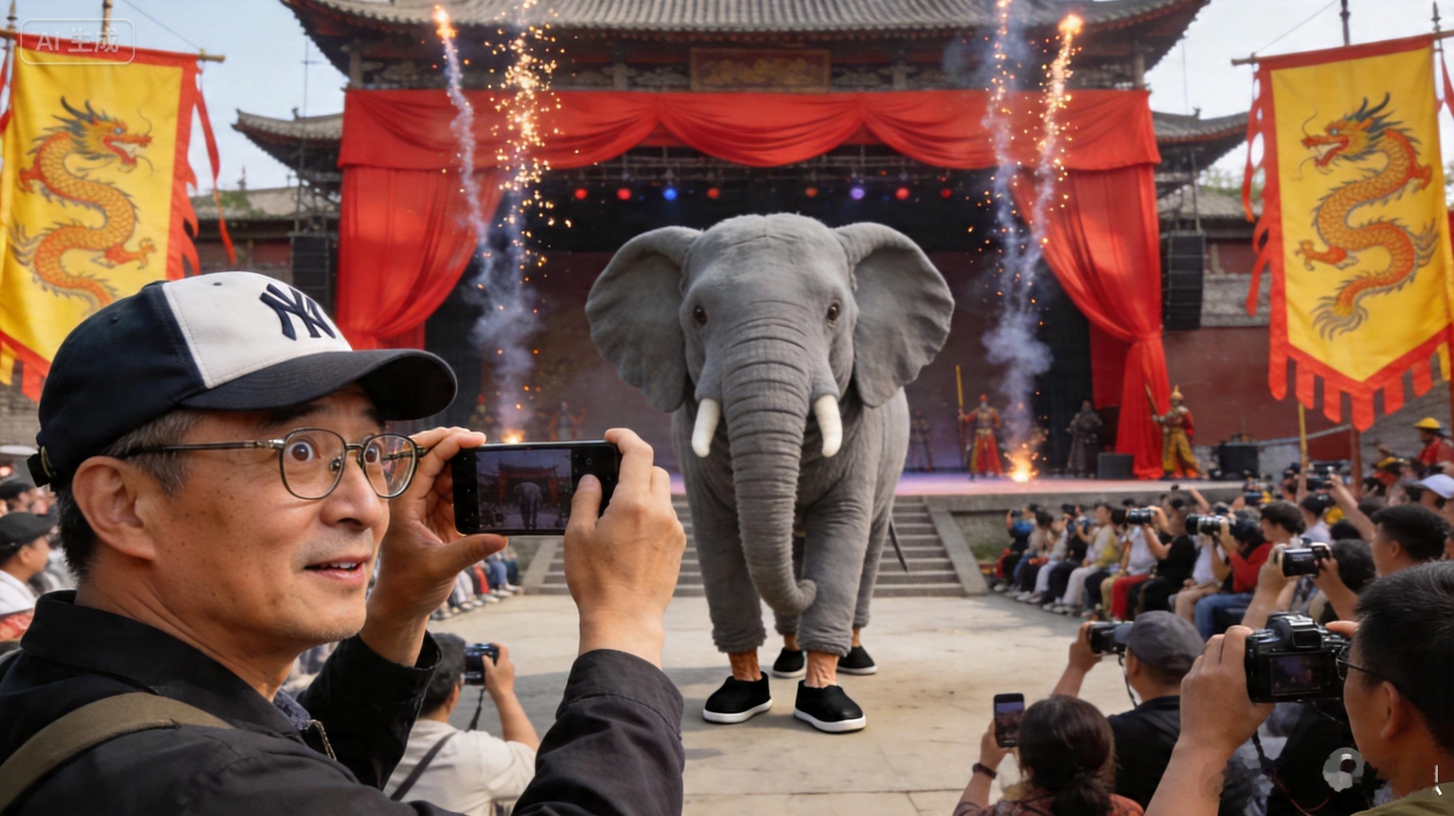 河南一景区露脚踝大象系演员扮演去河南万岁山武侠城看过“打铁花”的朋友，可能要接受