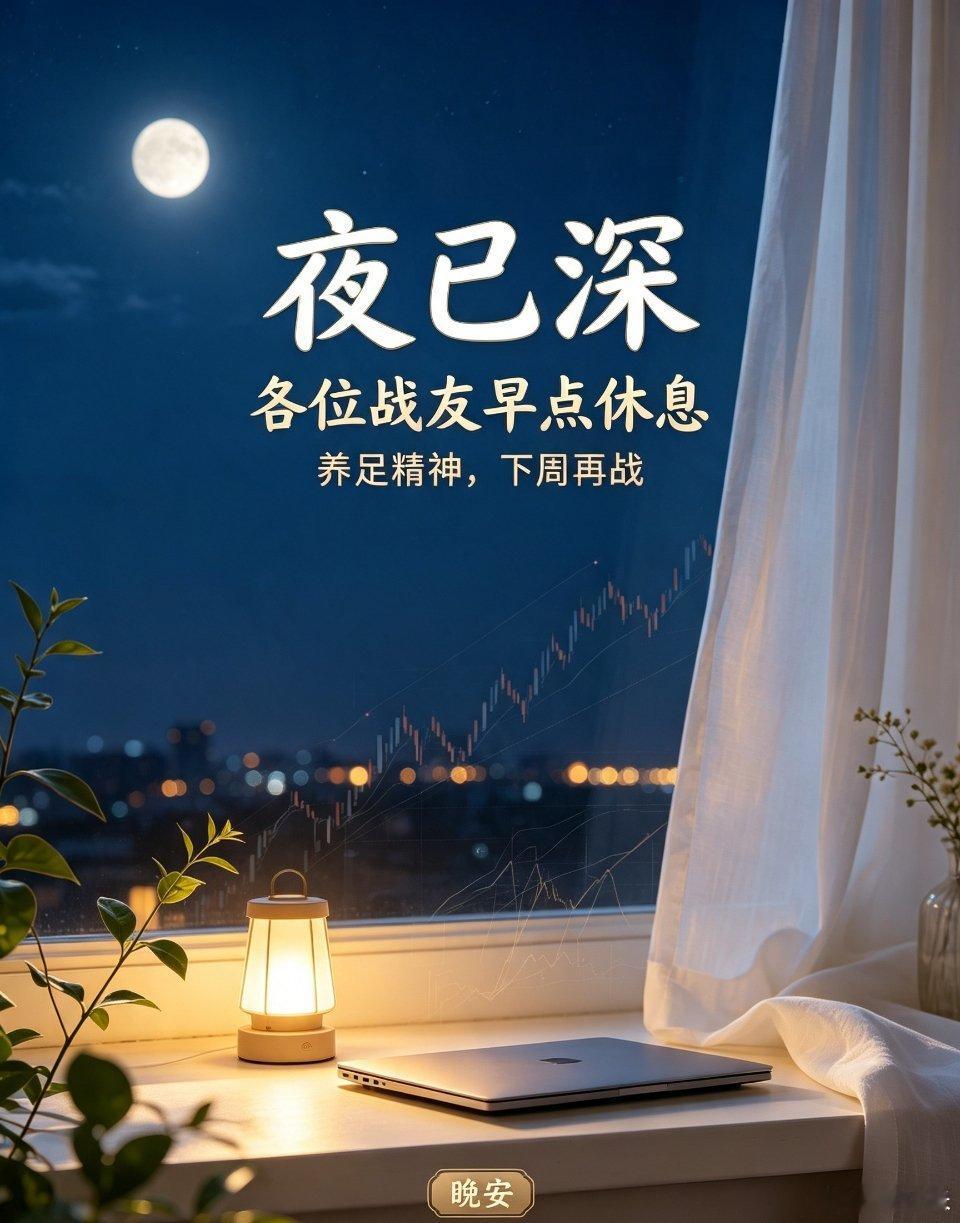 夜已深，盘面暂时放下，各位战友早点休息，养足精神，下周再战，晚安🌙股民晚安 A